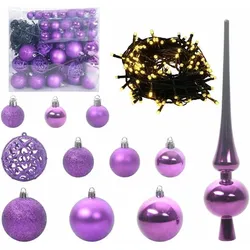 vidaXL, Christbaumschmuck, Kira (mit LEDs und lilafarbenen Bällen) (1x)