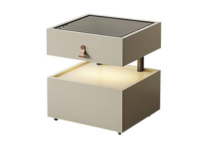 FZL02068LM Zimmer Mobiler Universal-Nachttisch mit Rollen Mit hellem Schlafzimmer-Aufbewahrungsschrank, modern(Weiß,Groß)