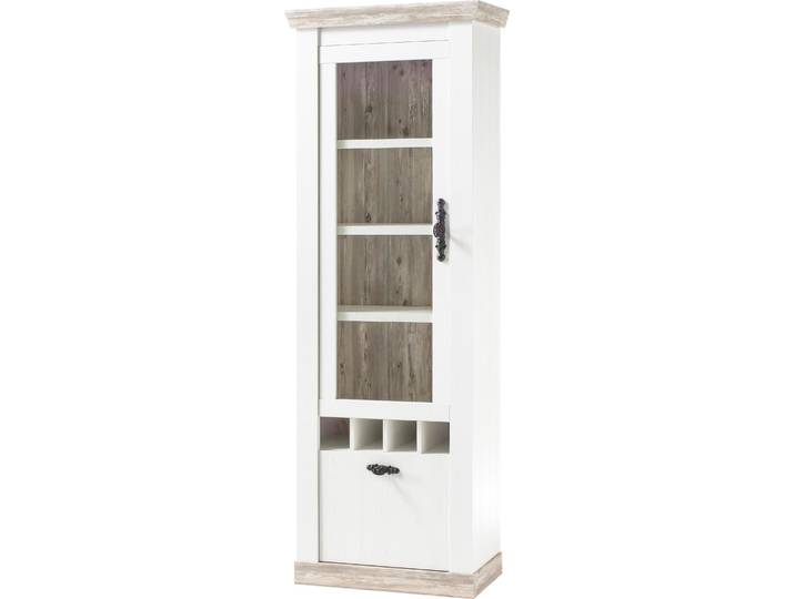 Vitrine HOME AFFAIRE Florenz , weiss (pinie weiß), B:70cm H:201cm T:37cm, Schränke, Vitrine, im romantischen Landhaus-Look, Höhe 201 cm