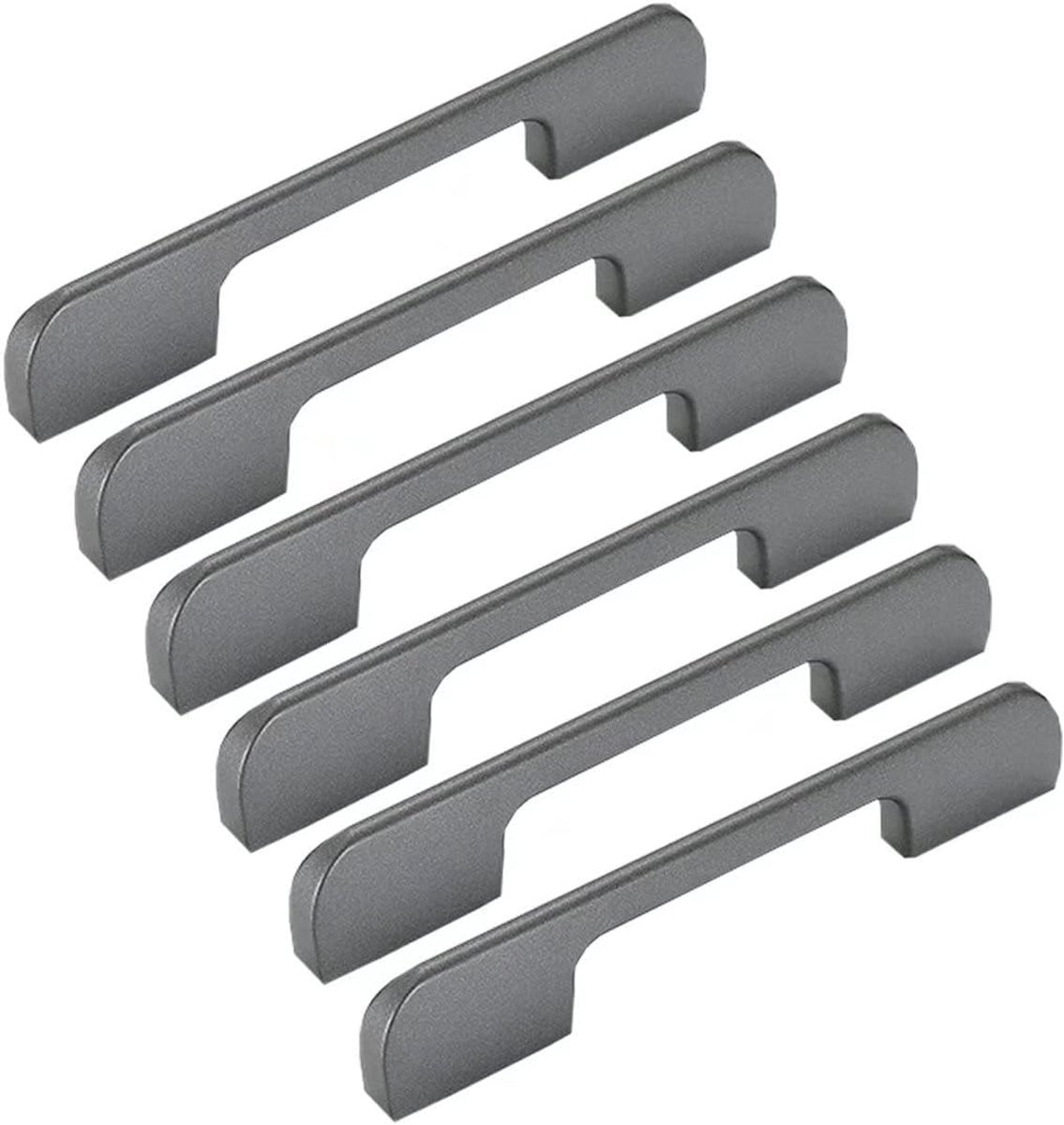 Set van 6 grijze aluminium ladehandgrepen met moderne boogvorm voor het vernieuwen van meubels