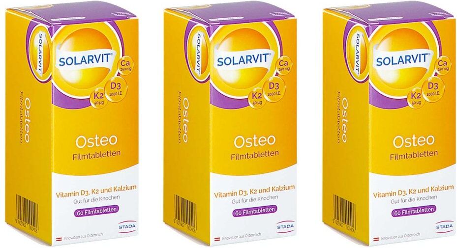 Solarvit OSTEO D3 K2 Ca Filmtabletten 3x60stk