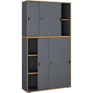 VCM Schiebetürenschrank Salia 920808, abschließbar, aus Holz mit 4 Fachböden, 100 x 183 x 37cm, anthrazit