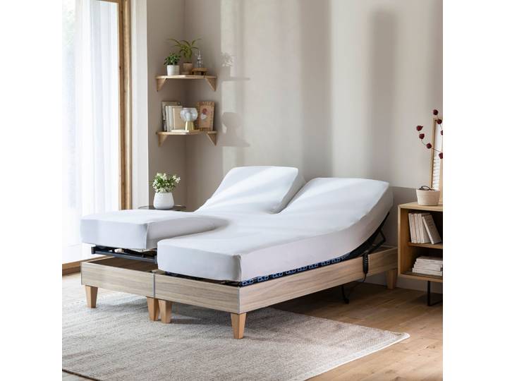 Drap housse blanc pour lit articulé jersey extensible 2x70x190