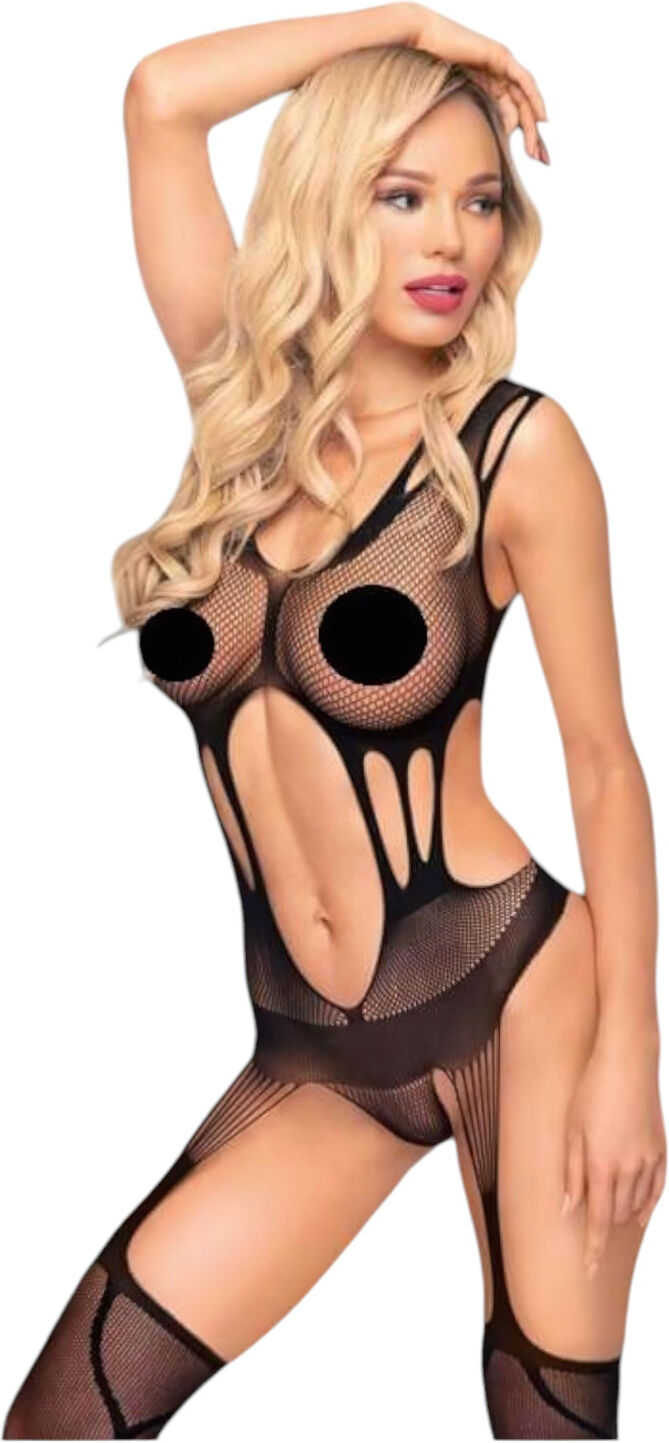 Penthouse Wild Virus - Strappy Black Fishnet Bodysuit - XL