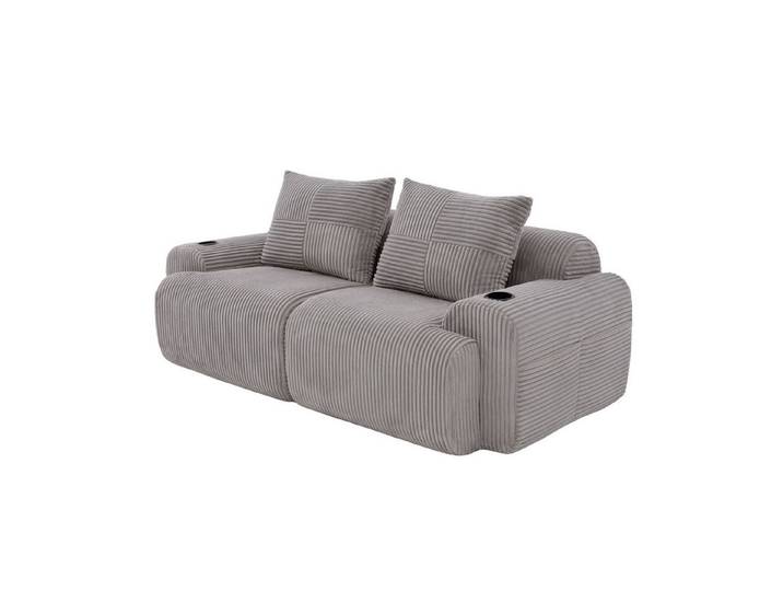 kowdom 2-Sitzer Modulares Cordsofa 2-Sitzer mit Getränkehalter, Cordstoff, Getränkehalter, Aufbewahrungstasche, vakuumverpackt