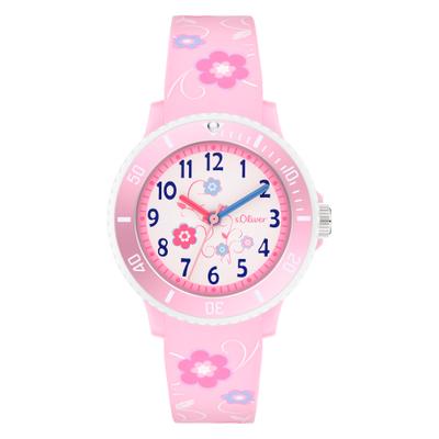 Quarzuhr S.OLIVER "The Magic Time", rosa, weiß, Armbanduhren, Kinder, rosa, Quarzuhr, Armbanduhr, Silikonarmband, Kinderuhr, Mädchen, analog