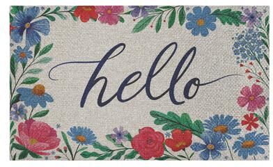 Stupell Cursive Welcome Hello Sisal Door Mat,18x30