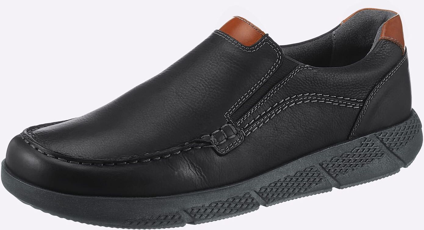 Slipper, Herren, Gr. 43, schwarz, Glattleder, Schuhe Slipper schwarz 43