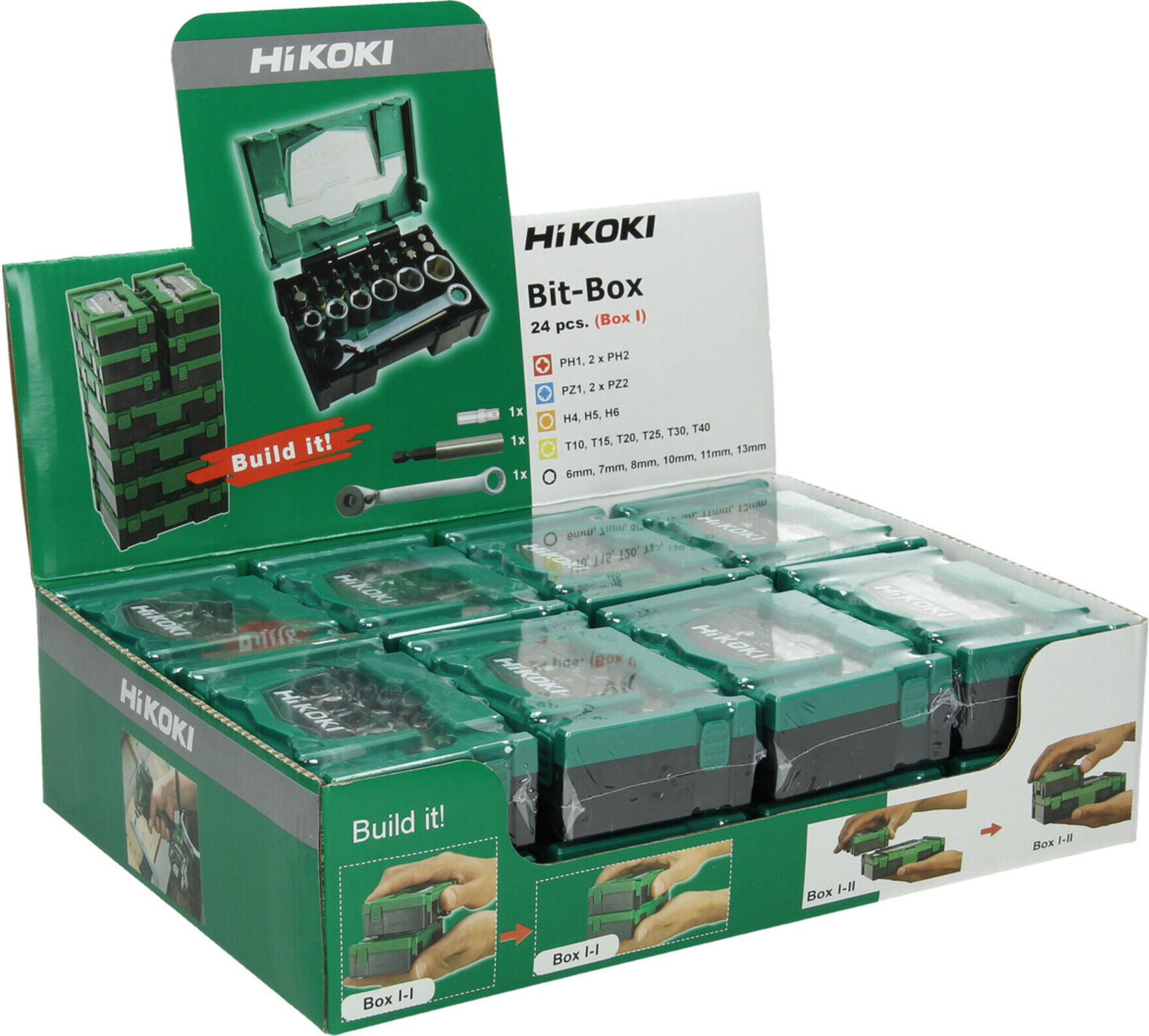 HiKOKI Bit-Box 1/4", 24-teilig, 25mm, inkl. Ratsche, Größe I (40030020)