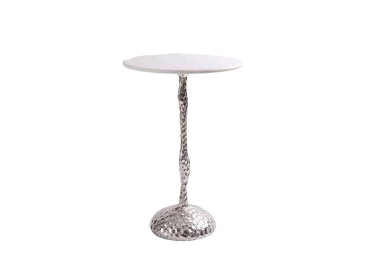 SAMCIOI Wohnzimmer-Beistelltisch, Couchtische Home Sofa-Beistelltisch Aus Gehämmertem Aluminium, Kreativer Marmor-Balkon, Kleiner Runder Tisch Couchtisch, Nachttisch