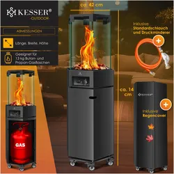 Kesser Heizstrahler Gas Terrassenheizstrahler Gasheizung, Heizstrahler, Schwarz
