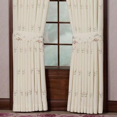 H.c. International, Inc. Bella Rose Tailored Curtain Pair, 80 x 63, Blue/White
