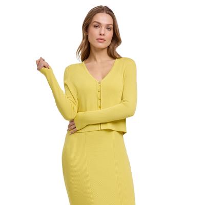 Cardigan FALKE "FALKE Cardigan", Damen, Gr. M, gelb (vanilla (1360)), Strickjacken