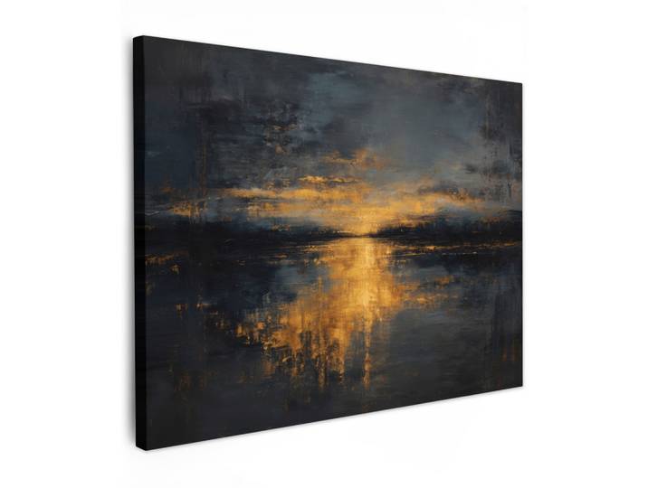 LEINWANDBILD Goldene Reflexion auf dem Wasser Wandbilder 80x60 cm