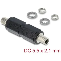 DeLOCK Hohlstecker Adapter DC 5,5 x 2,1 mm Buchse auf Buchse mit Gewinde gerade