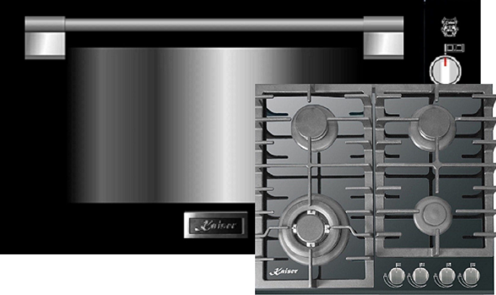 Herd Set/ Kaiser EG 9371 Einbau Gasbackofen 90cm + KCG 6383 Gaskochfeld 60 cm