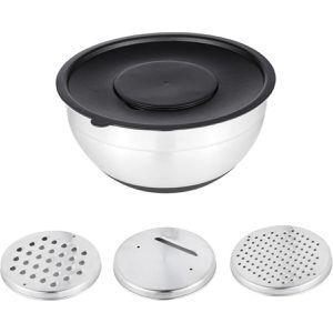 Böttcher-AG Schüssel Set mit Deckel und Reiben, 4-teilig, 2,5 Liter, Ø 24 cm, rutschfest, aus Kunststoff