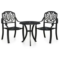 vidaXL 3-tlg. Bistro-Set Aluminiumguss Schwarz