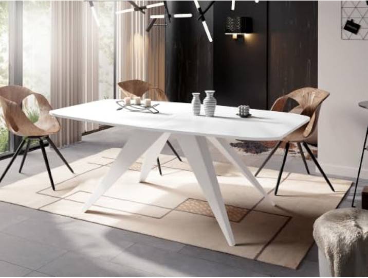WFL GROUP Ausziehbarer Esstisch im Loft-Stil - Industrieller Tisch mit Weißen Metallbeinen - Modernes Design für Wohnzimmer - 160 cm Ausziehbar auf 200 cm - Weiß