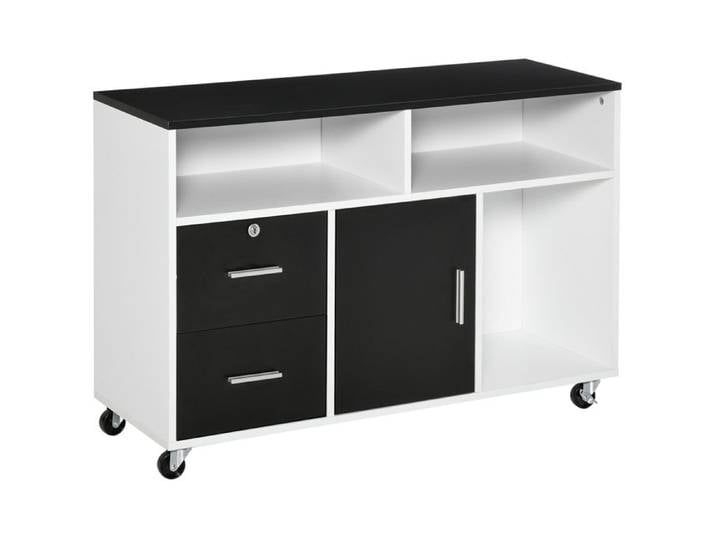YWJ Meuble Bureau Auxiliaire Classeur Roulettes Étagères Tiroirs Polyvalent Grand Rangement 100x35x65cm