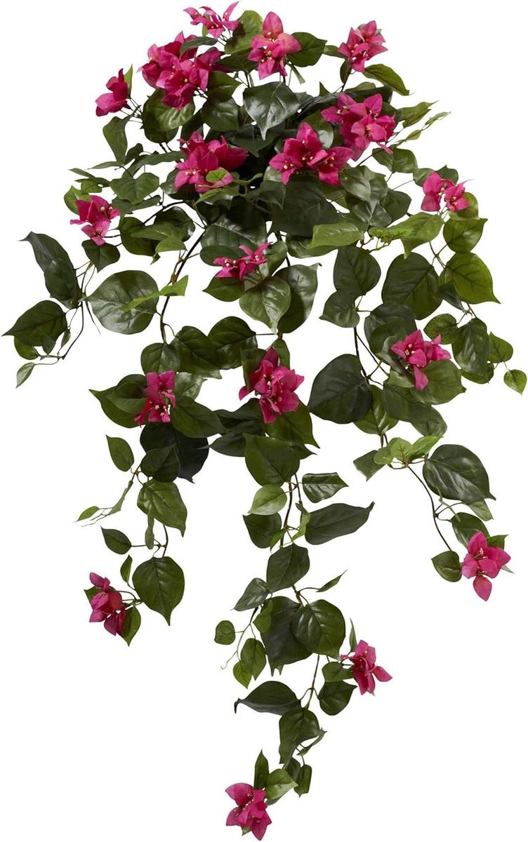 Set van twee roze kunstmatige Bougainvillea hangplanten voor bruiloftdecoratie, 94 cm
