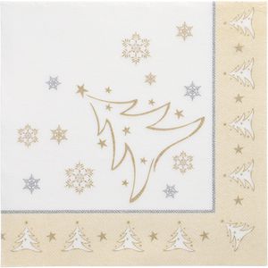 Papstar Servietten Royal Collection X-Mas Elegance, 40 x 40 cm, 1/4-Falz, stoffähnlich, 50 Stück