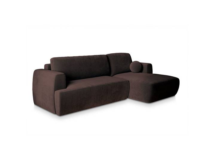ECKSOFA SENTI K R-S Braun Plüsch-Stoff mit Schlaffunktion