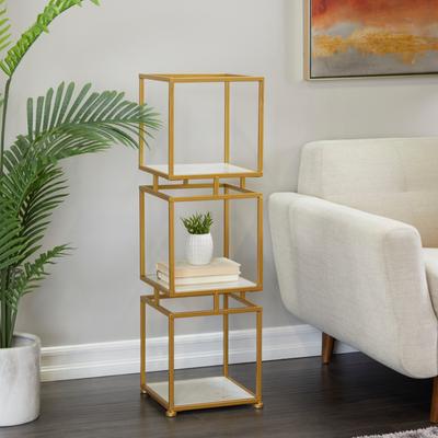 ARCILLA ELEMENTAL Gold Marble Shelving Unit with 3 Marble Shelves