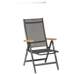 KETTLER GRANADA Multipositionssessel m. Teak Armlehne, Schwarz