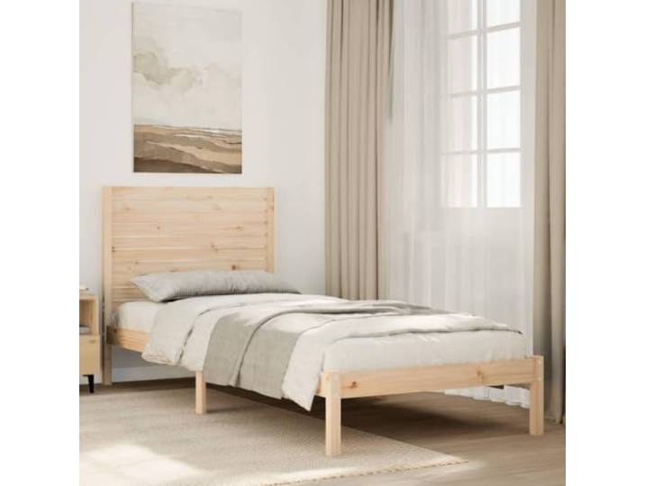 RJPLMFV Bettgestell, extra lang, 90 x 220 cm, Massivholz Ohne Matratze, massives Kiefernholz, Kopfteil, Stauraum, Lattenrost