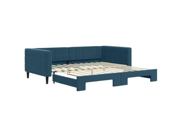 PUGYNBK Schlafsofa Nest, Samt, Blau, 100 x 200 cm 2-in-1, Holz- und Metallstruktur, Lattenrost, Wohnzimmer oder Schlafzimmer