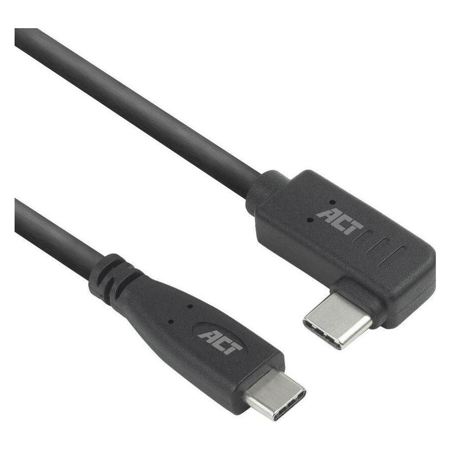 ACT USB 3.0 10Gbps 60W USB Type-C" (straight) to USB Type-C" (left/right angled) Cable, 0.5 meters (0.50 m, USB 3.2 Gen 2, 60 W) (AC7405)