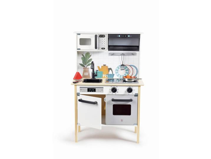 Hape Kinderküche, Holz, 12-teilig, Sperrholz, 60x91.8x30 cm, unisex, Reach, EN 71, Geräuscheffekte, Lichteffekte, Holzgriffe, mit Knöpfen, Spielzeug, Kinderspielzeug, Kinderküchen