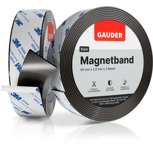 Gauder Magnetband schwarz, stark selbstklebend, 2mm Stärke, 40 mm x 3 m