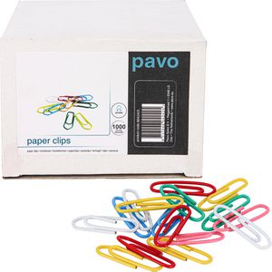 Pavo Büroklammern 8042425, 25mm, farbig sortiert, kunststoffüberzogen, 1000 Stück