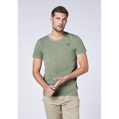 T-Shirt CHIEMSEE, Herren, Gr. S (44/46), grün (laurel wreath), 100% Baumwolle, unifarben, regular fit, Rundhals, gerader Abschluss, Shirts T-Shirt, - garment dyed