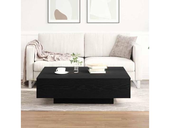 KTHLBRH Couchtisch Eiche Schwarz 100 x 100 x 31 cm Technisches Holz, modernes Design, einfache Montage, stabil und langlebig