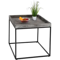 Beistelltisch MCW-K71, Kaffeetisch Couchtisch Tisch, Paulownia-Holz Metall 60x60x60cm ~ dunkelgrau