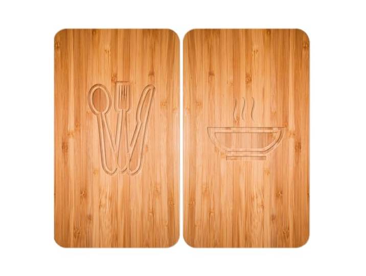 WENKO Protection plaque de cuisson \ Lunch\ en verre trempé Pour toute plaque Couvre plaque de cuisson\, planche à découper\, extension plan de travail Lot de 2 52x30cm Multicolore