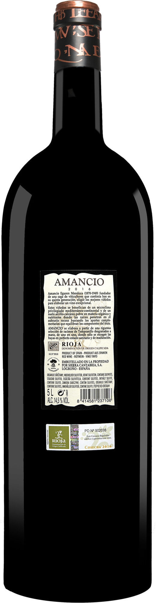 Sierra Cantabria Amancio - 5 L. Jeroboam Reserva 2016 14.5% Vol. Rotwein Trocken aus Spanien