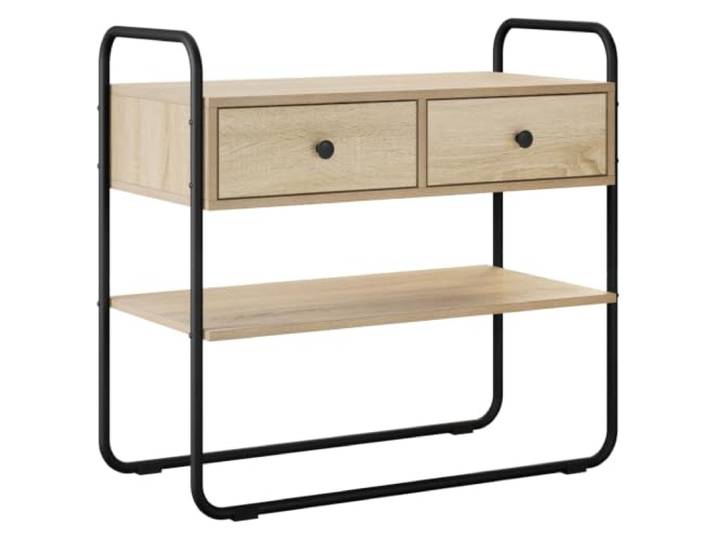 Coespram Konsolentisch Sonoma-Eiche 100x40x75cm Holzwerkstoff Flurtisch Moderner Beistelltisch für Flur und Wohnzimmer: 2 Schubladen, untere Ablage sowie bodenschonende Gummifüße.