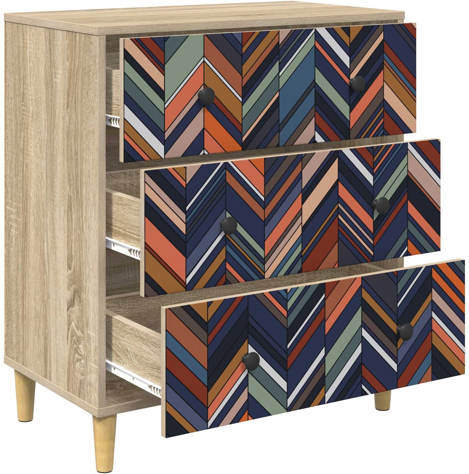 vidaXL Commode OMMEN Imprimé géométrique 66 x 36,5 x 75 cm Sonoma
