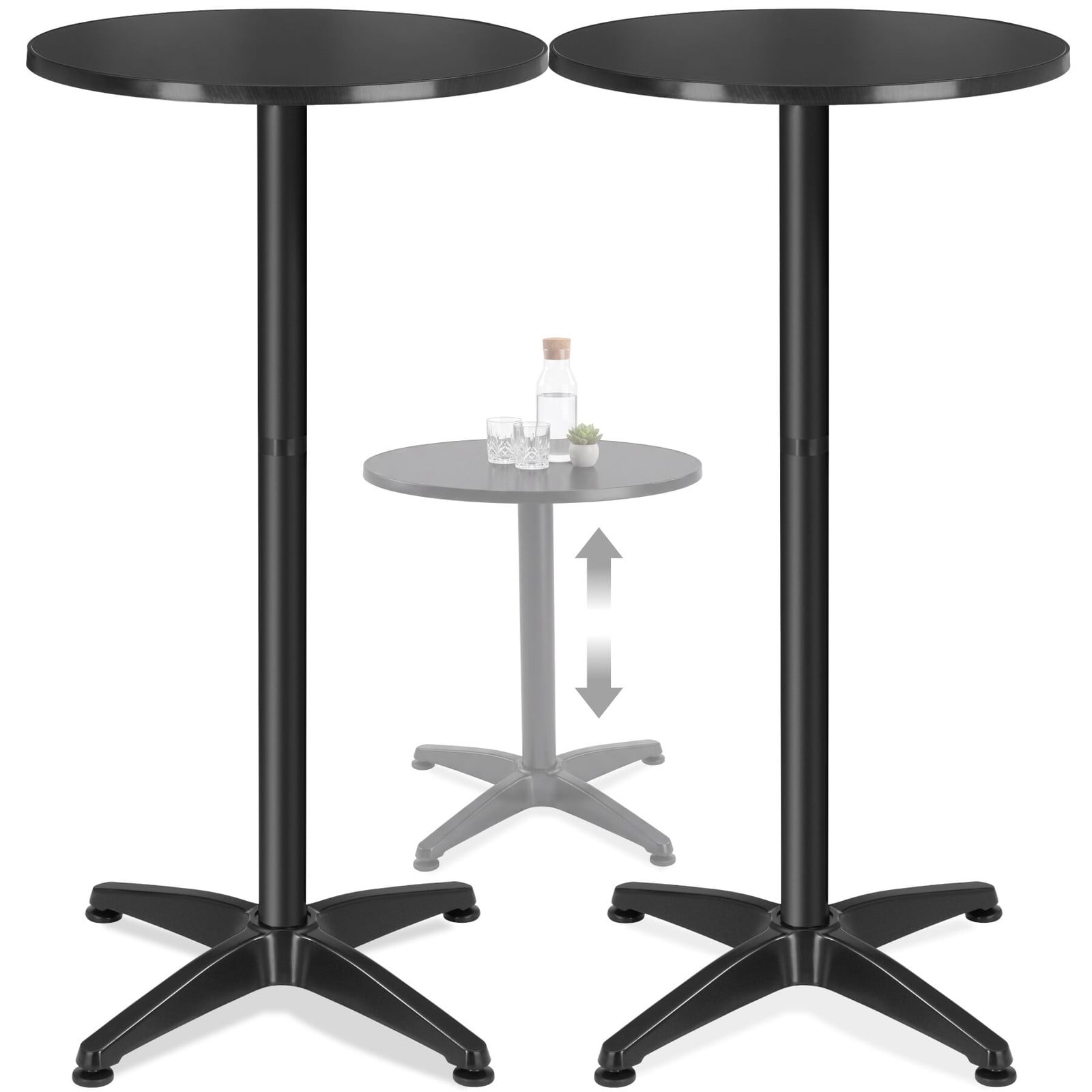 TecTake Aluminium bistrotafel Frederic, zwart, in hoogte verstelbaar