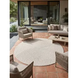 TEPPICH Outdoor, Fußbodenheizung-geeignet, geometrisch, ENGADIN in Creme, Ø 80 cm