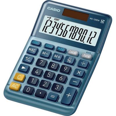 Casio MS-120EM Tischrechner Blau Display (Stellen): 12 solarbetrieben (L x B) 101 mm x 149 mm