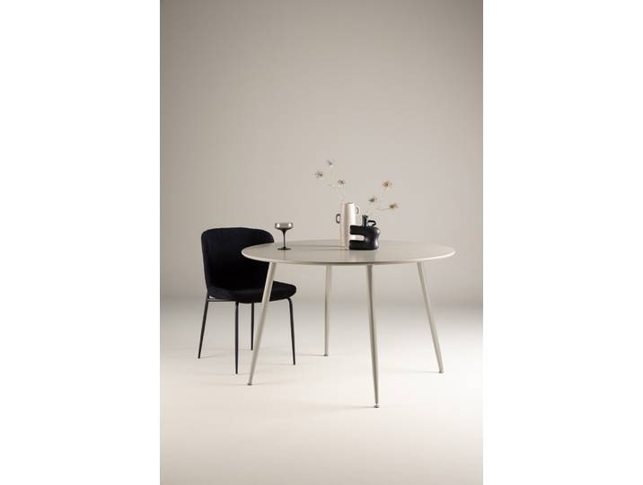 Esstisch VENTURE HOME Plaza, runder Esstisch in einladendem Beige, einheitlich, Ø 120 cm , beige (beige, beige), B:120cm H:75cm T:120cm, Tische, Esstisch, Esszimmertisch, MDF, Stahlbeine, rund, harmonisch, einladend