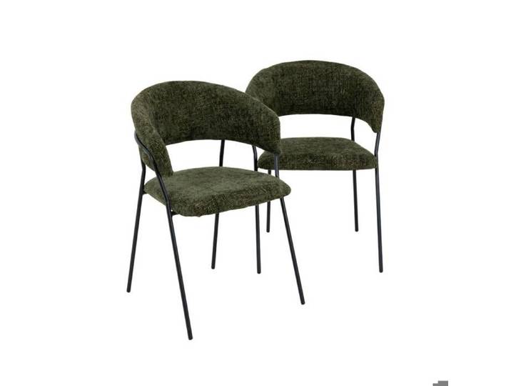 Chaise arrondie tissu vert Kanoa (lot de 2)