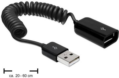 Delock USB-Kabel USB 2.0 USB-A Stecker, USB-A Buchse 0.60m Schwarz 83163