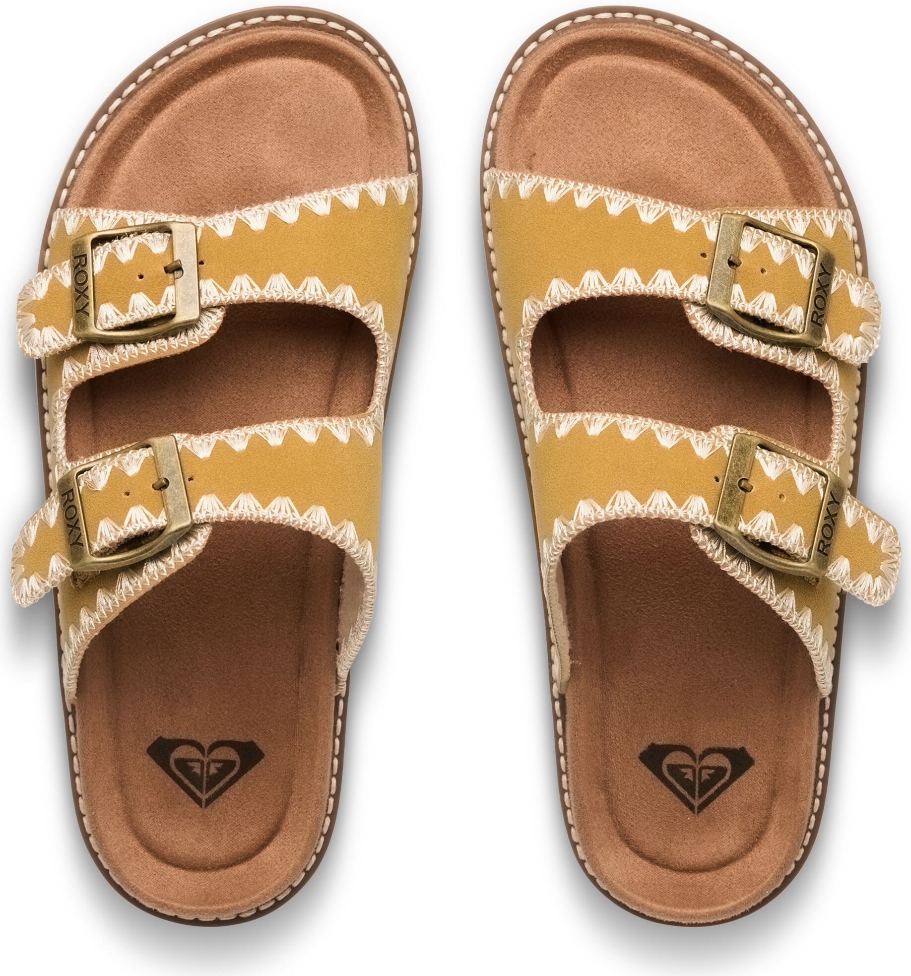 Pantolette ROXY "HYNDIRA", Damen, Gr. 38, Textil, gelb (gelb sun), Synthetik, Schuhe Pantolette, Sandale, Schlappen, Sommerschuh