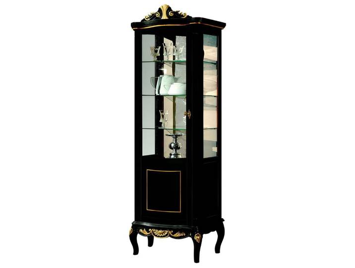 Xlmoebel Vitrine Italienischer Holzschrank im Barockstil mit kunstvollen Verzierungen (1-St., Vitrina-1215/506/0) Hergestellt in Europa